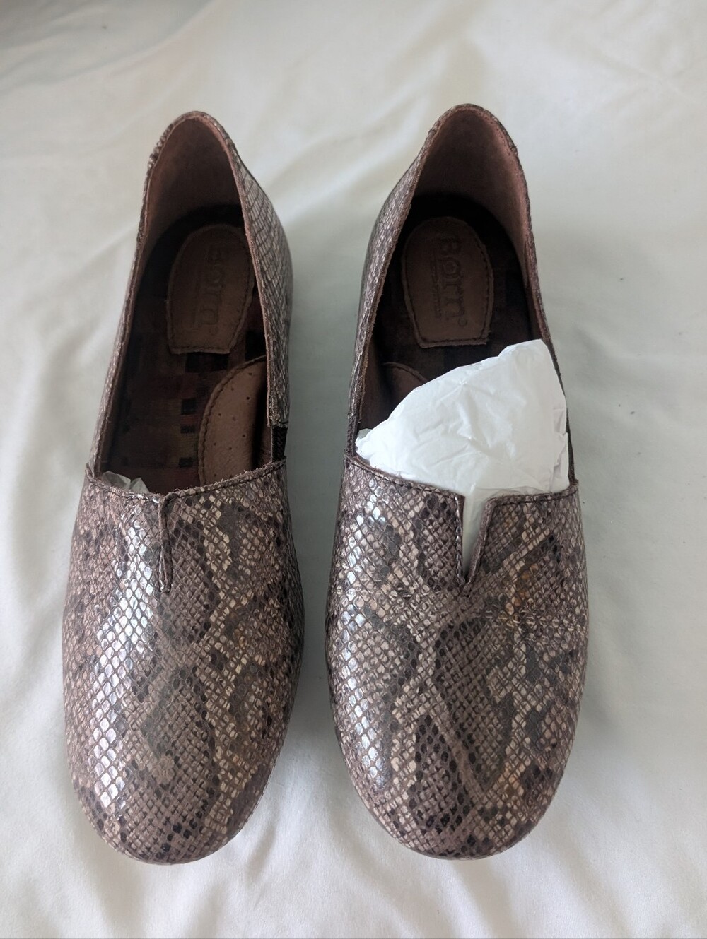 Born Women's Snake-Print Slip-On Loafers in Brown